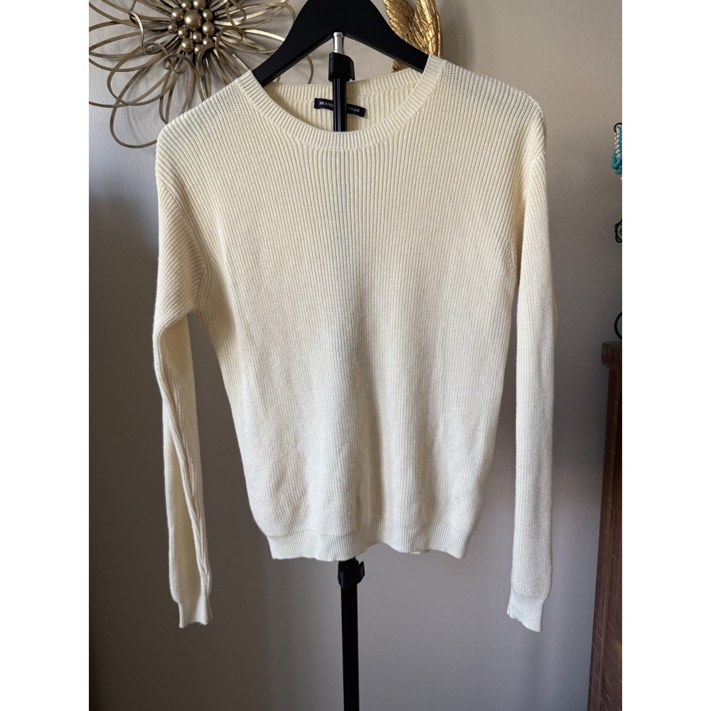 Brandy Melville Sweater Cream Ribbed Knit Made Italy Viscose Y2K One Size